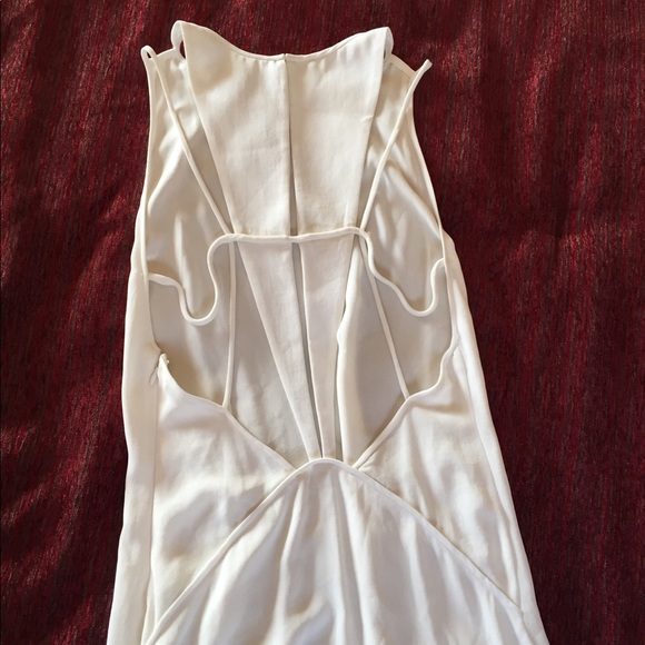 Max Azria Crepe Racerback Off White Gown, S - Picture 4 of 8